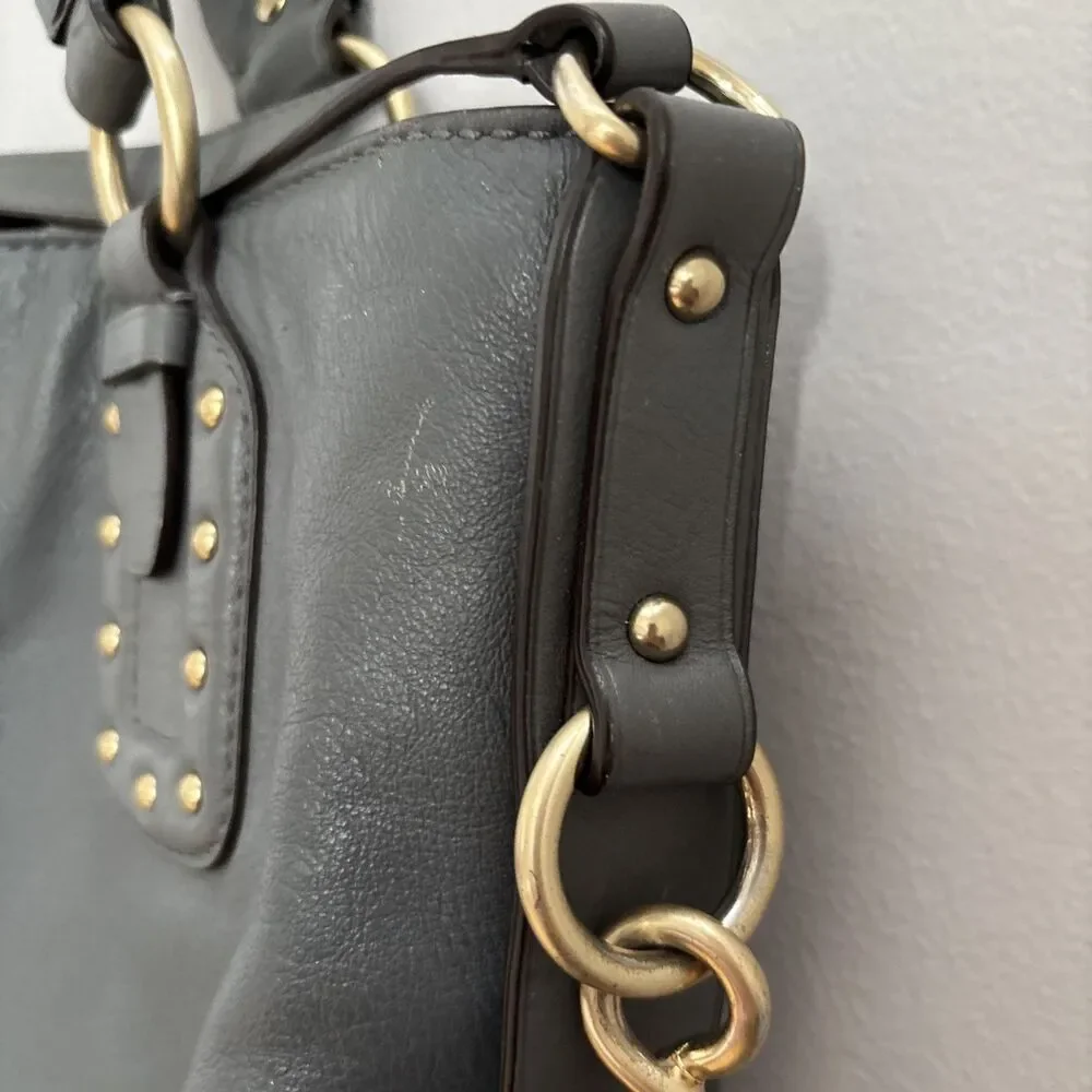 Michael Kors BIG VALLEY Large NS Tote Bag Pebbled Leather Retro Biker Glam Stud